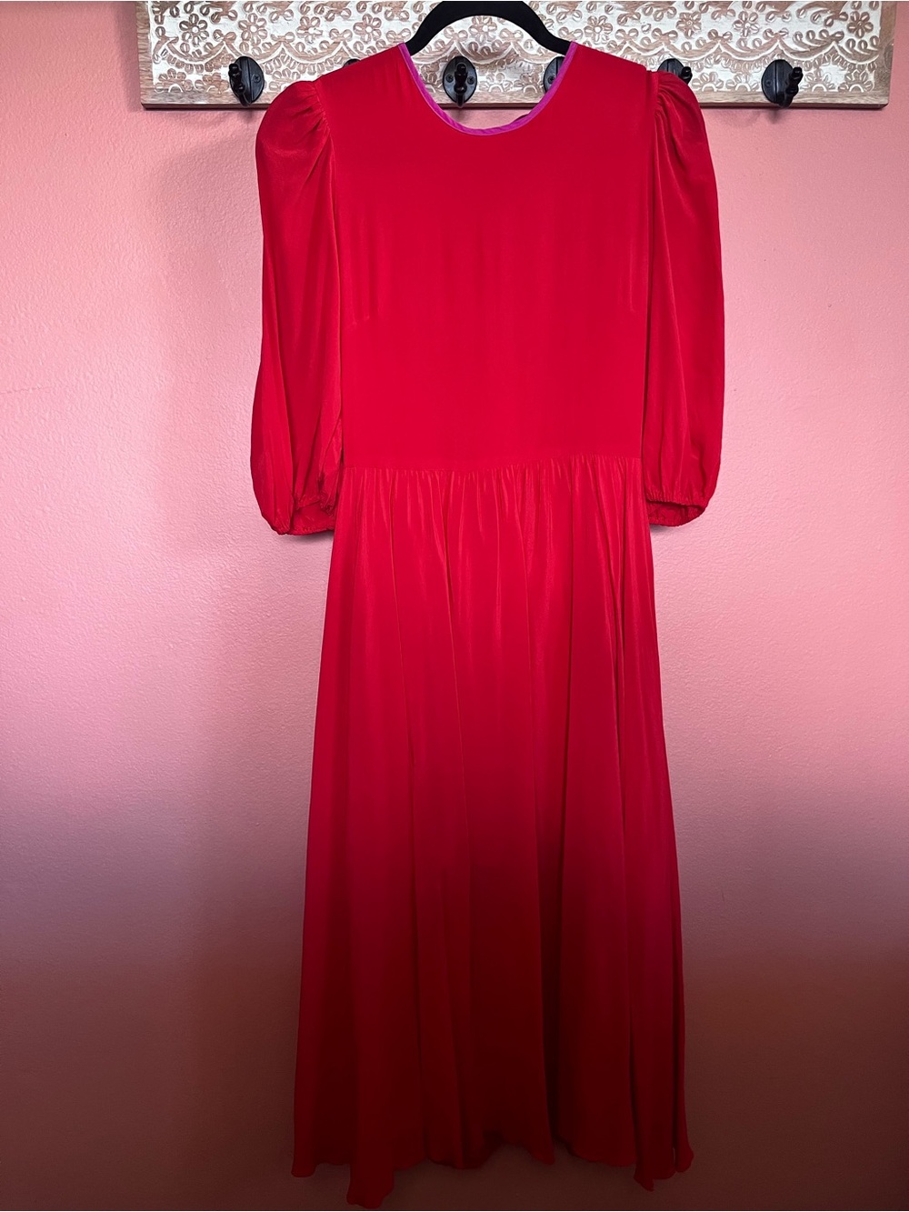 Anna October 100% silk open-back dress